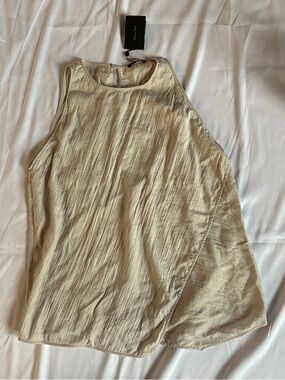 Massimo Dutti Cream Sleeveless Draped Tank Top